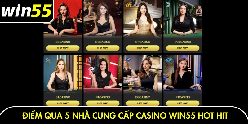 Điểm qua 5 nhà cung cấp casino Win55 hot hit