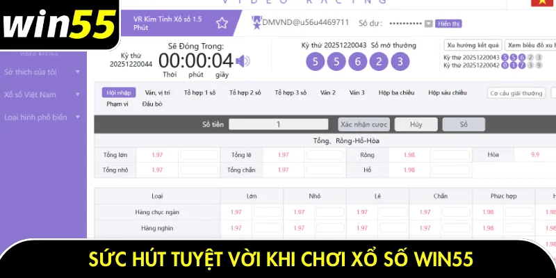 Sức hút tuyệt vời khi chơi xổ số Win55