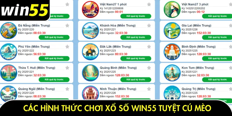 Các hình thức chơi xổ số Win55 tuyệt cú mèo